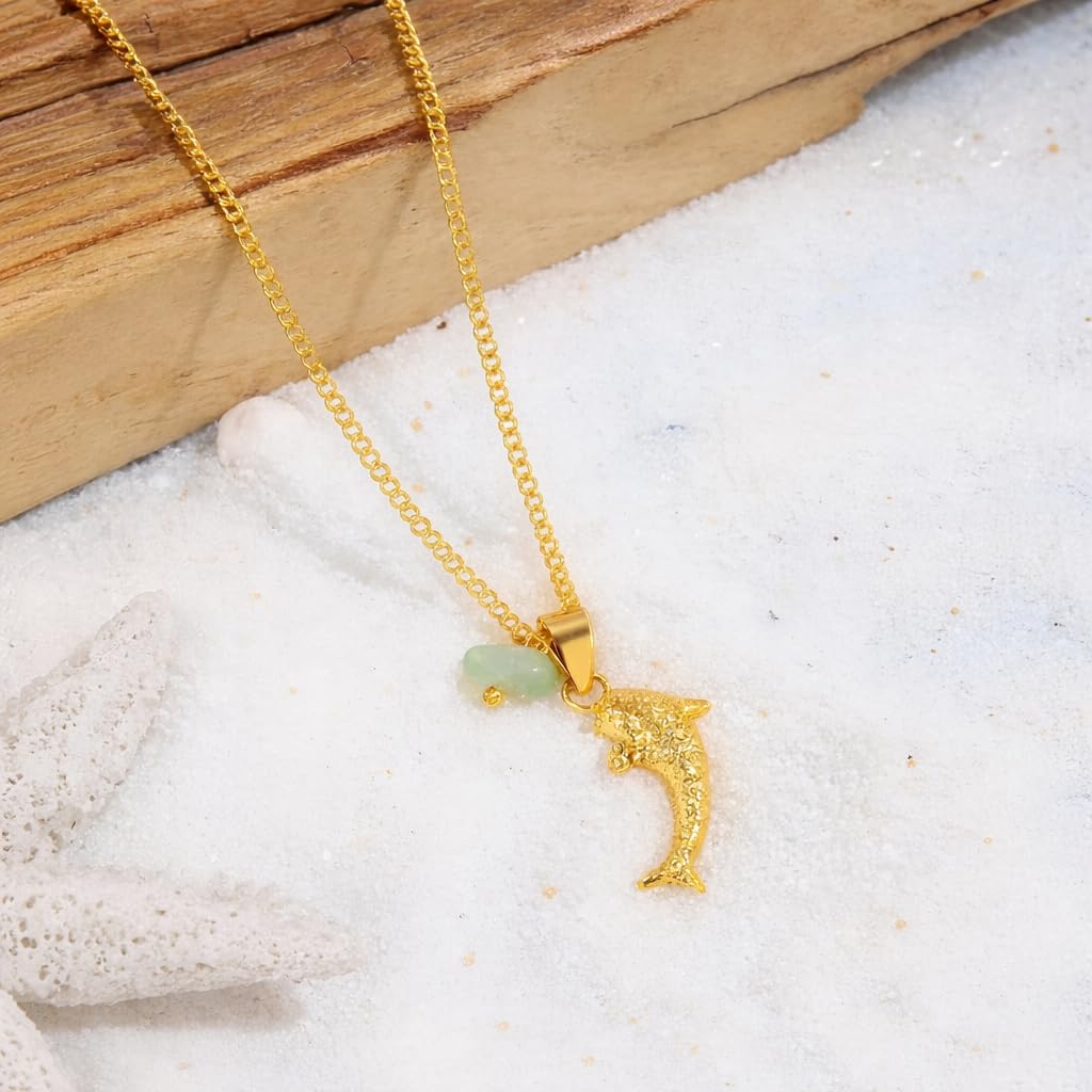SUPAC Whale Shark Necklace with Sea Glass Accent, Gold and Silver Chain - 5 Color Options