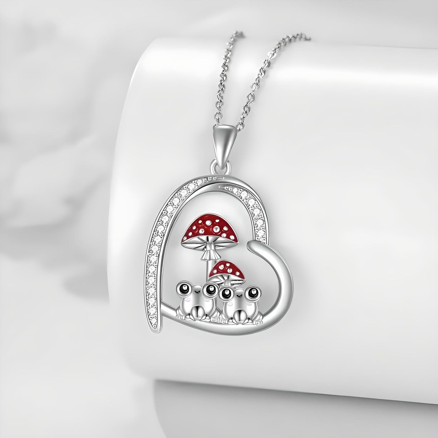 SUPAC Almost a Wonderland Mushroom and Toads Pendant Necklace, Gift for Birthday, Christmas - 3 Mushroom Variations