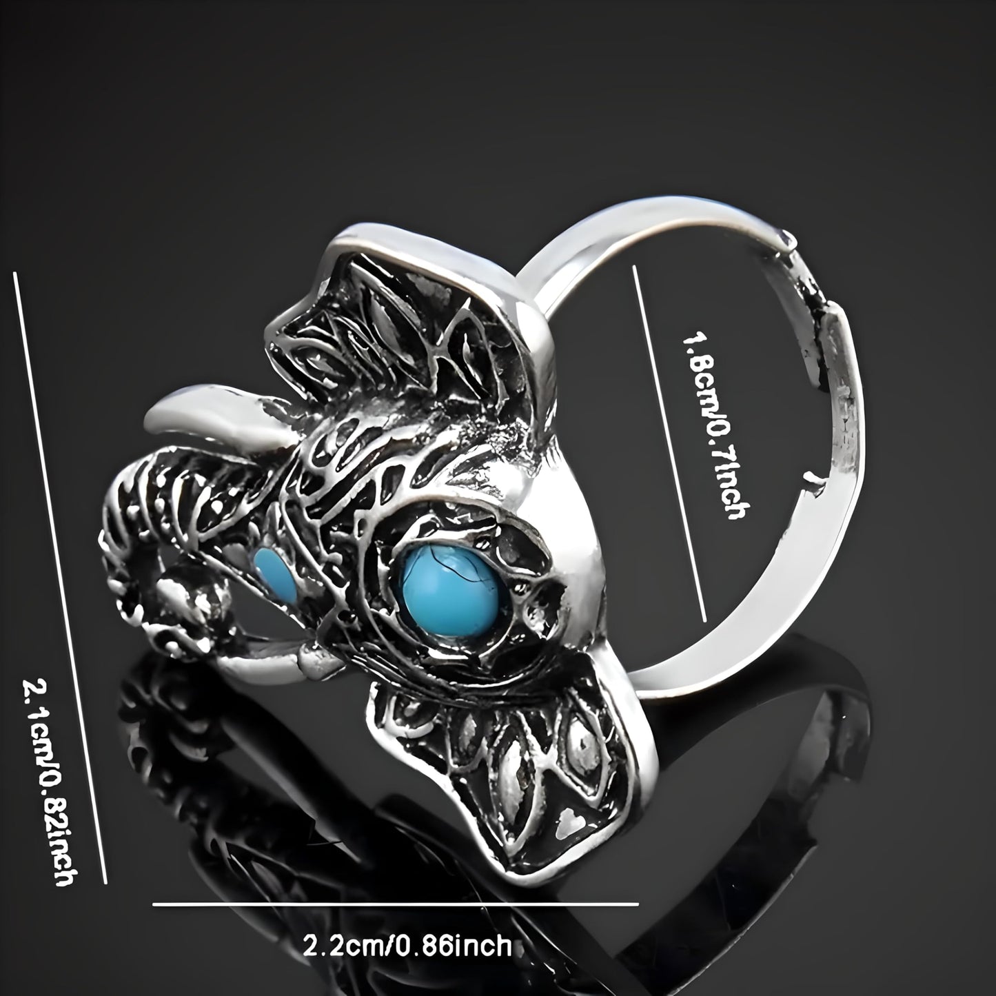 SUPAC Adjustable Vintage Elephant Ring with Turquoise Inlay – Unisex Boho Style Alloy Jewelry for Everyday & Party