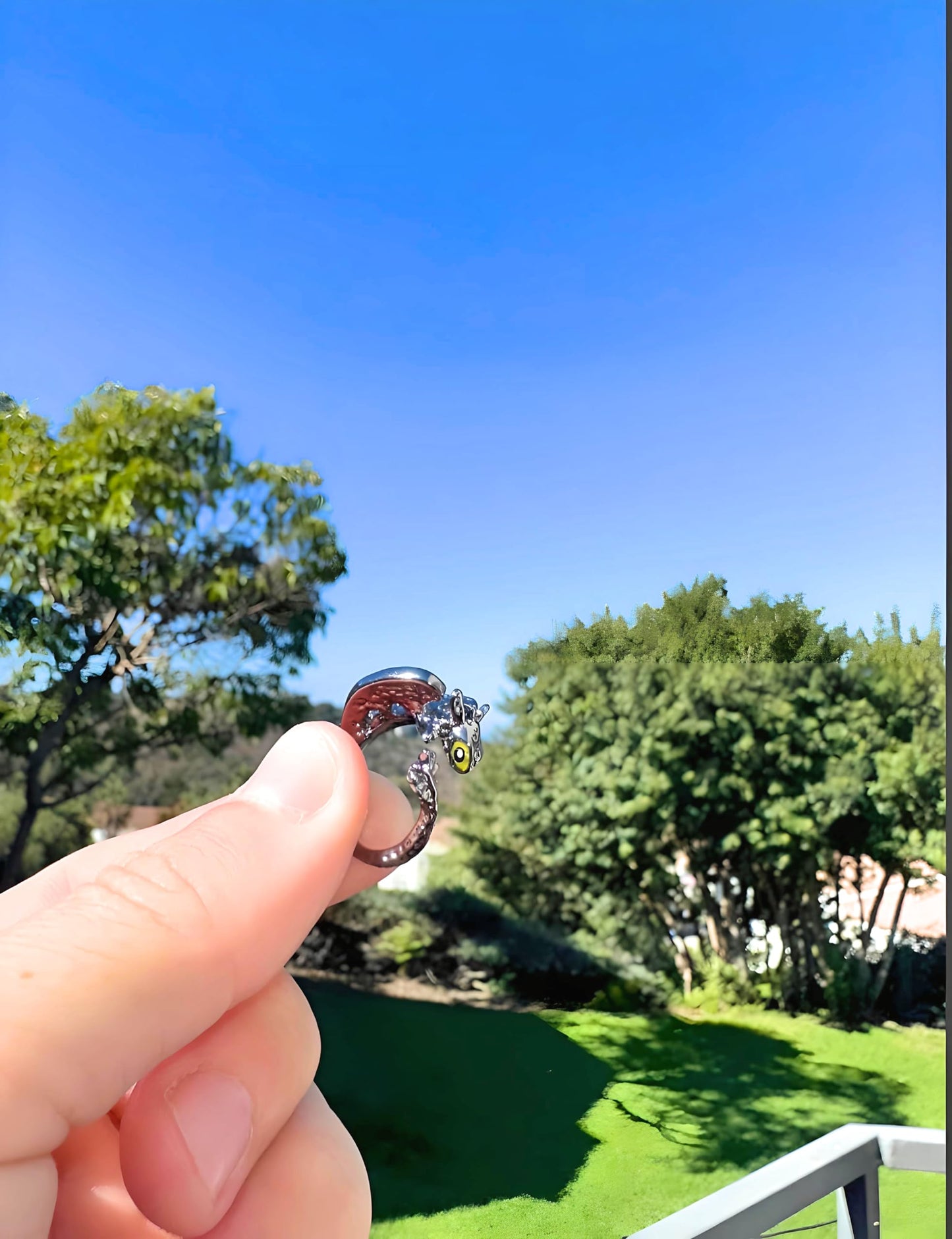 Whimsical Silver Flying Dragon Ring - Unique Animal Shape Design, Adjustable Index Finger Ring for Men or Women, Cute Personality Statement Jewelry, Niche Fashion Accessory