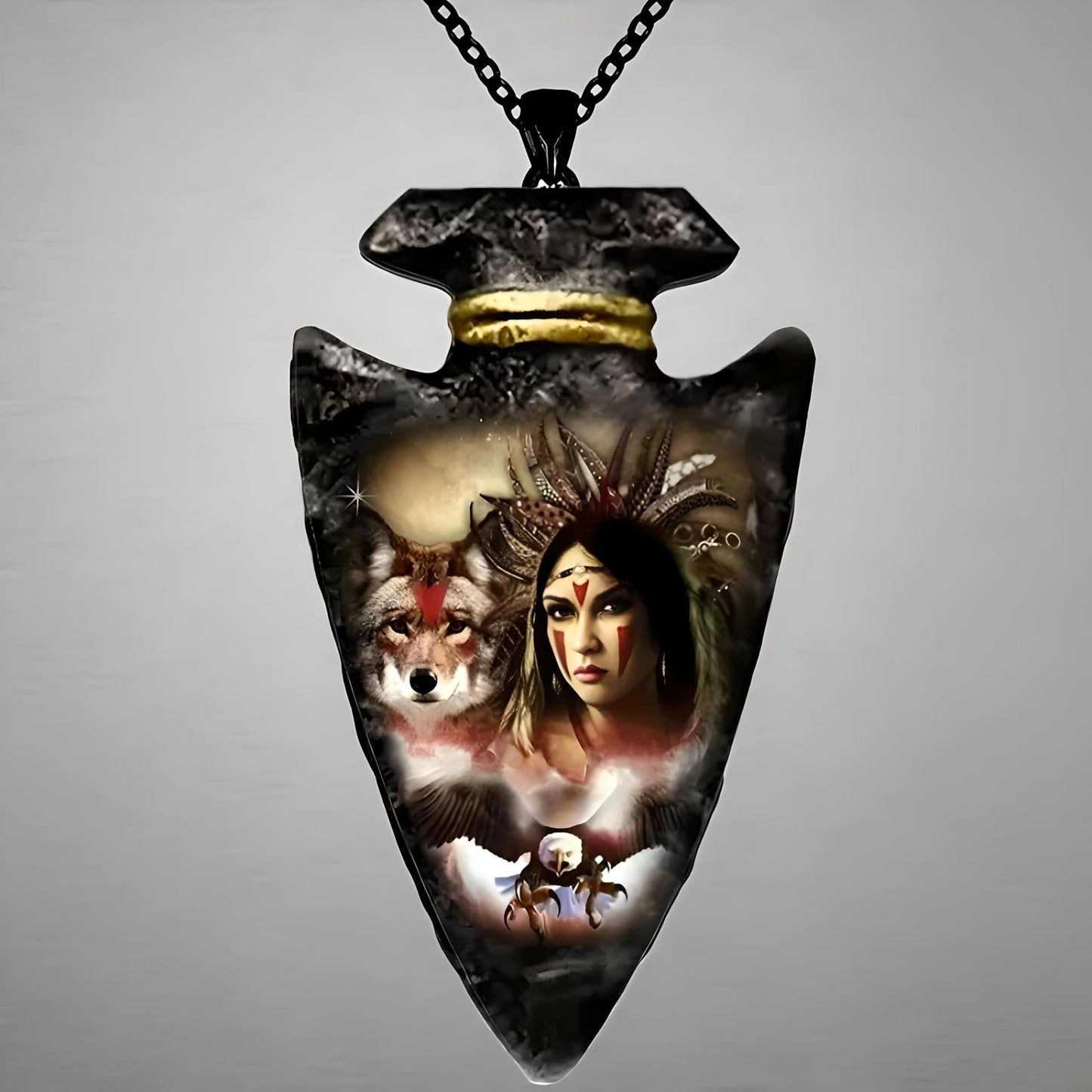 SUPAC Bald Eagle Triangle Pendant Necklace - Fashion-Forward Hip Hop Style - Durable & Bold Accessories for Men - Gift Idea for Every Occasion