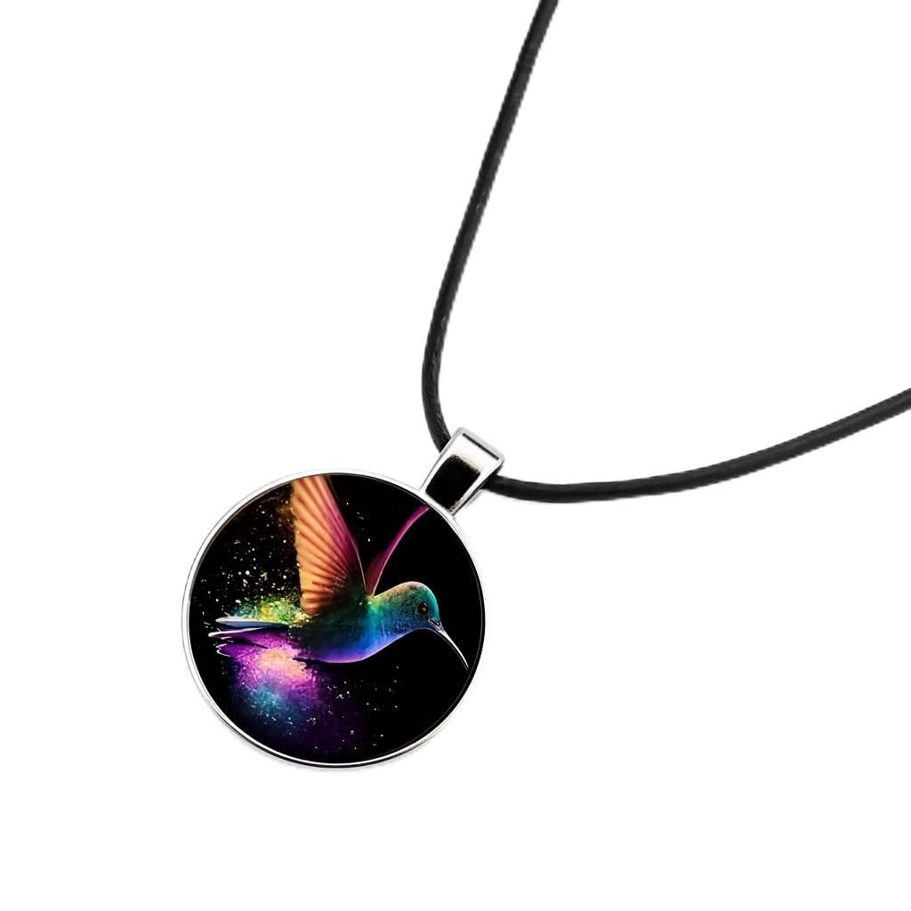 SUPAC Stunning Hummingbird Pendant Necklace - Two Humming Birds Searching for Flower - Fashionable Alloy Jewelry with Delicate Details - Birthday, Party, Gift Idea for Her