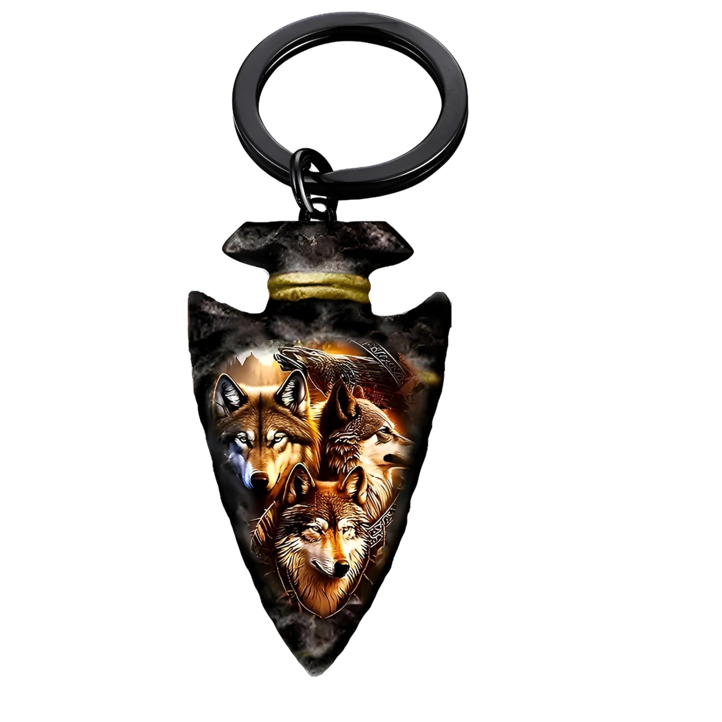 SUPAC Eagle, Horese, Wolf Design Arrowhead Keychain, Black Metal, 1.57 x 0.98 inches - Eagle Keychain Gift