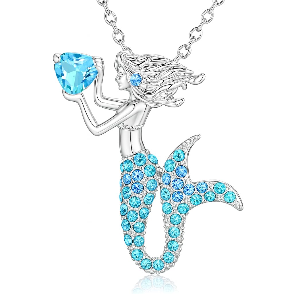 SUPAC Charming 1pc Mermaid Cartoon Necklace for Women – Whimsical Under-the-Sea Design, Christmas, Birthday, or Party Gift for Mermaid Lovers! (Blue, Pink, and Purple Colors!)