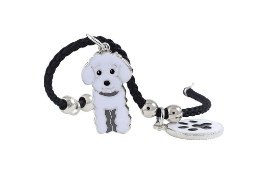 Pet Charm Bracelet with Dog Charms, Black Braided Band, I Love Dogs Design - Dog Lovers' Bracelet - Different Breeds of Dogs, Pet Lover Gift for Birthday and Holiday, Durable and Long-Lasting, Hypoallergenic and Nickel-Free, Everyday Wear (Poodle Teddy)