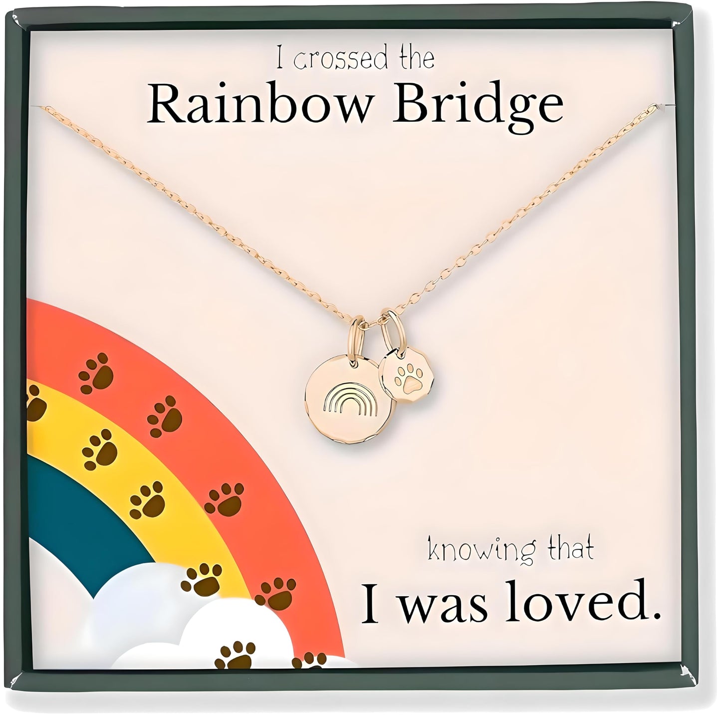 1pc Exquisite Rainbow Bridge Pet Memorial Pendant Necklace - Beautifully Crafted for Both Women & Men to Cherish Loving Memories - Memorial Jewelry with Adjustable Chain - Cat & Dog Memorial Gifts