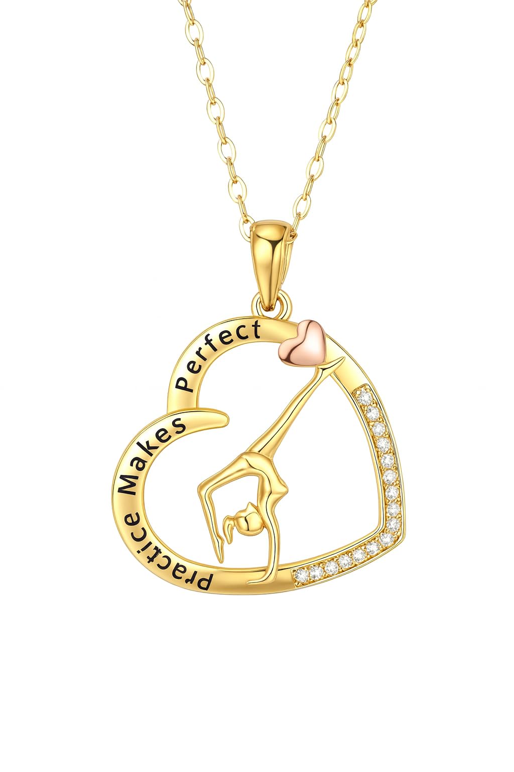 Sports Heart Necklace, 9 Different Sport Options: Basketball, Jumping Cheerleader, Gymnast, Softball, Volleyball, Ballet Ballerina, Runner, Sports Accessories Birthday Gift- Simulated Rainbow Diamonds, Christmas, Birthday or Party Gift