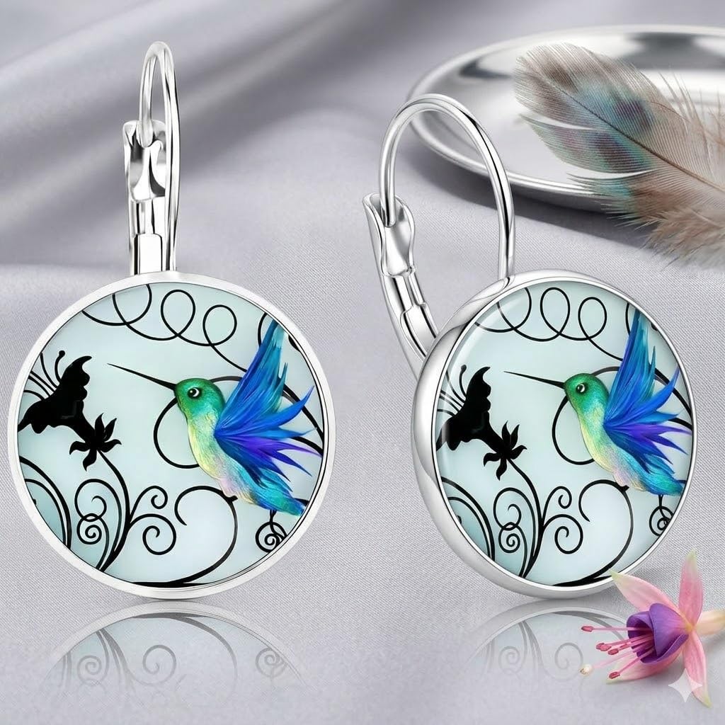 SUPAC Stunning Hummingbird Pendant Necklace - Two Humming Birds Searching for Flower - Fashionable Alloy Jewelry with Delicate Details - Birthday, Party, Gift Idea for Her