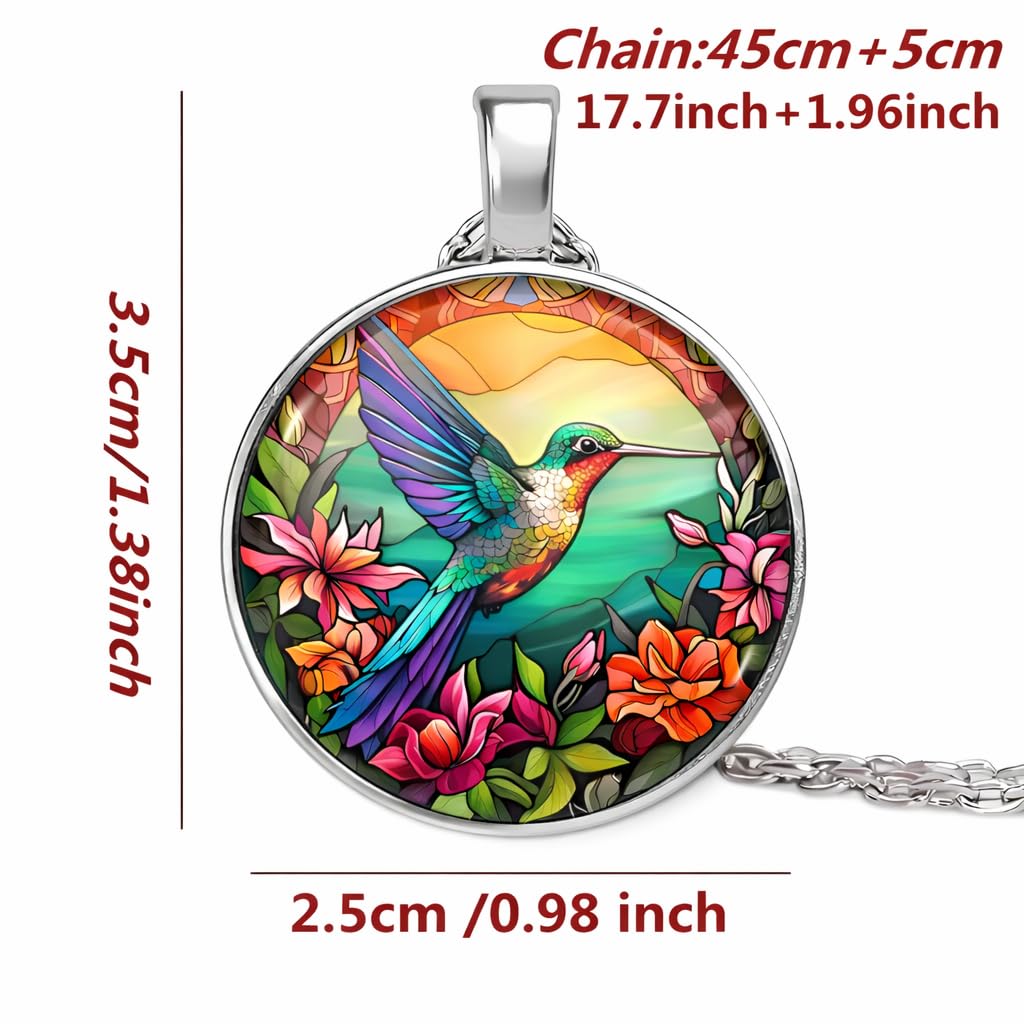 SUPAC Stunning Hummingbird Pendant Necklace - Two Humming Birds Searching for Flower - Fashionable Alloy Jewelry with Delicate Details - Birthday, Party, Gift Idea for Her