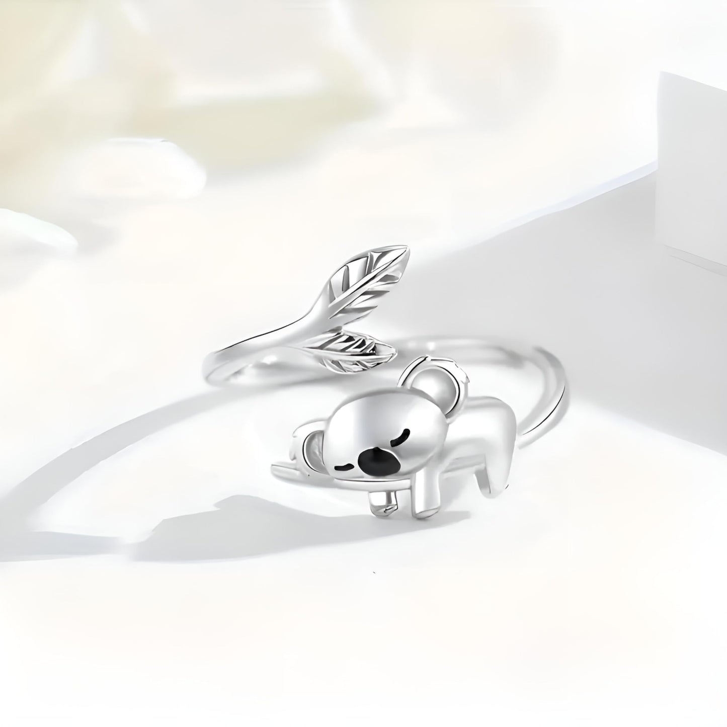 Silver Mom Daughter Adjustable Animal Ring Love Heart Animal Rings Jewelry Mother's Day Gifts for Women Wife Nana 6+ Variaitons (Koala)