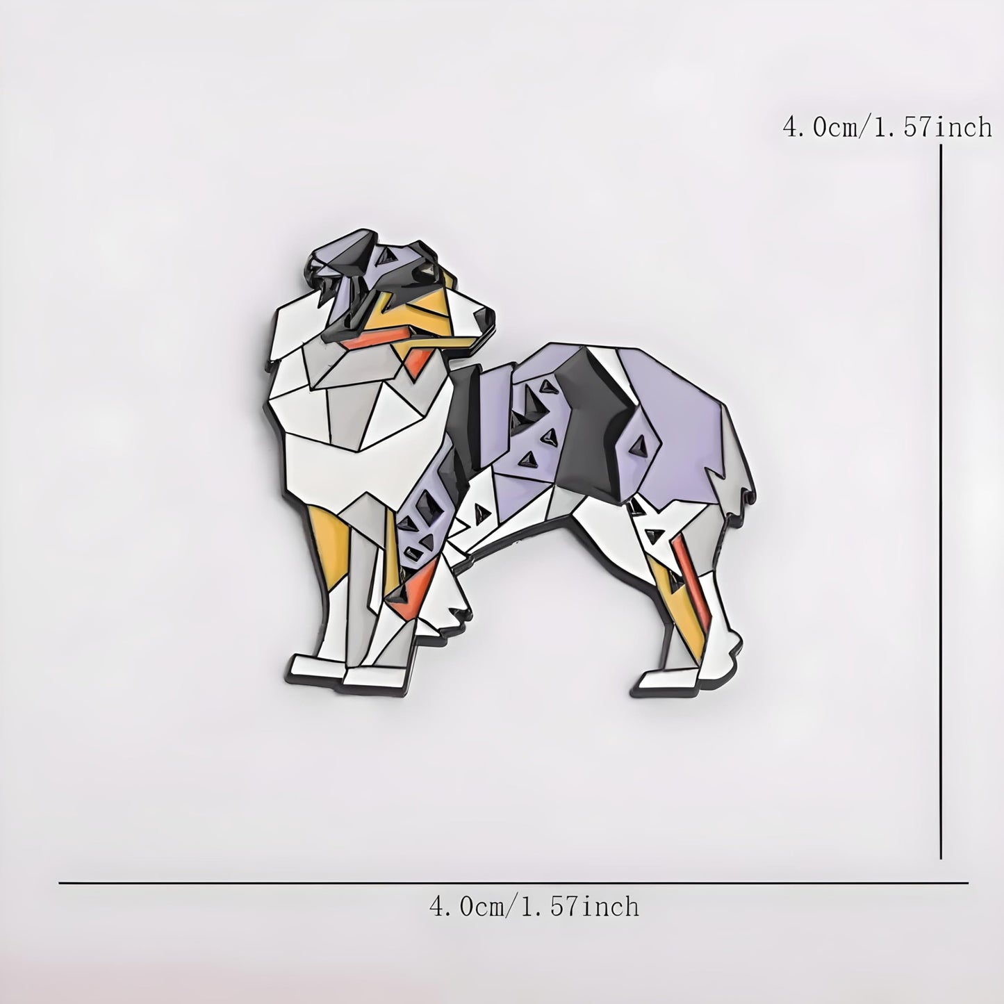 Dog Breed Pins - Geometric Australian Shepherd, Cat, Husky, Bernese Mountain Dog, Enamel Pin, Modern Art Design, White and Purple - Badge for Men