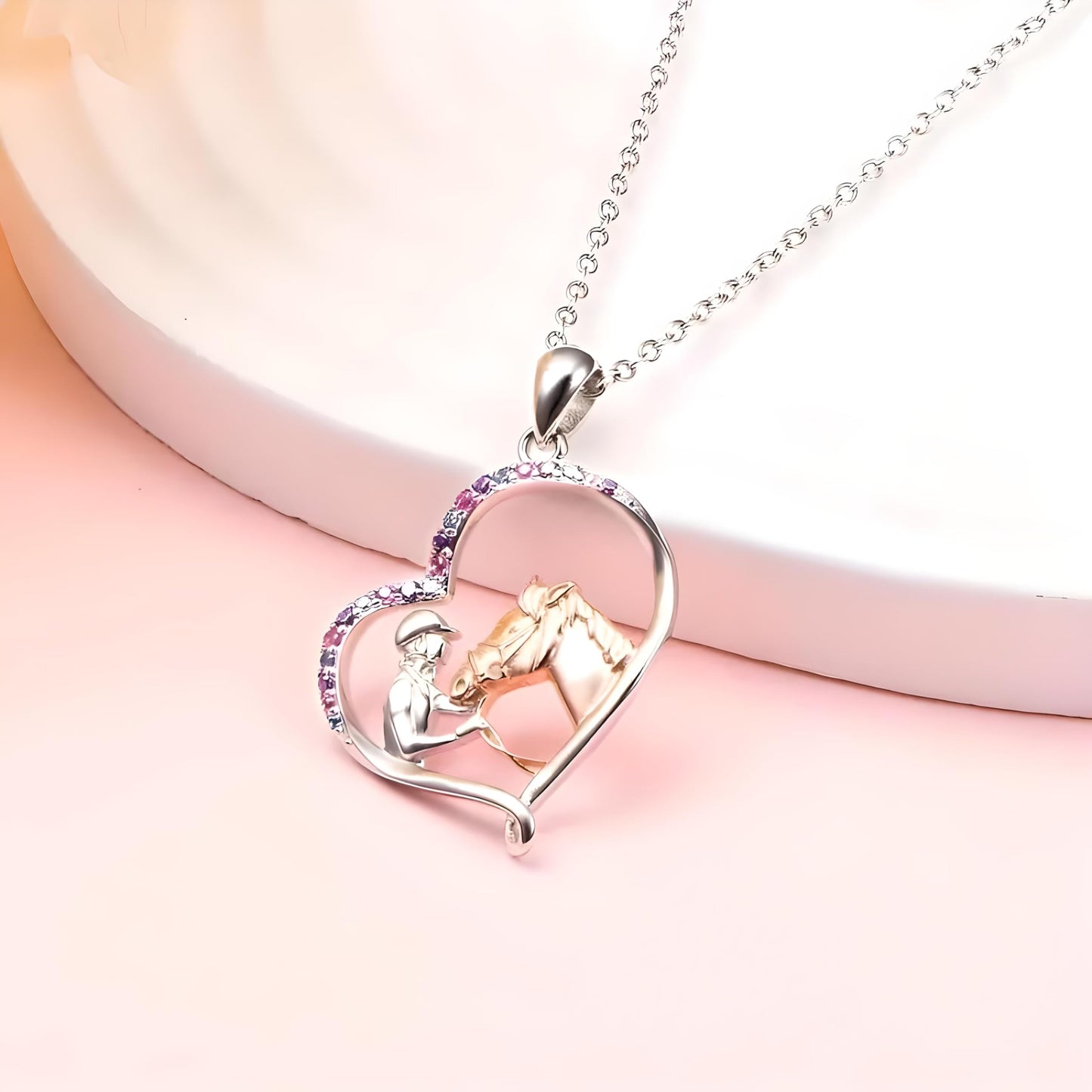 Sports Heart Necklace, 9 Different Sport Options: Basketball, Jumping Cheerleader, Gymnast, Softball, Volleyball, Ballet Ballerina, Runner, Sports Accessories Birthday Gift- Simulated Rainbow Diamonds, Christmas, Birthday or Party Gift