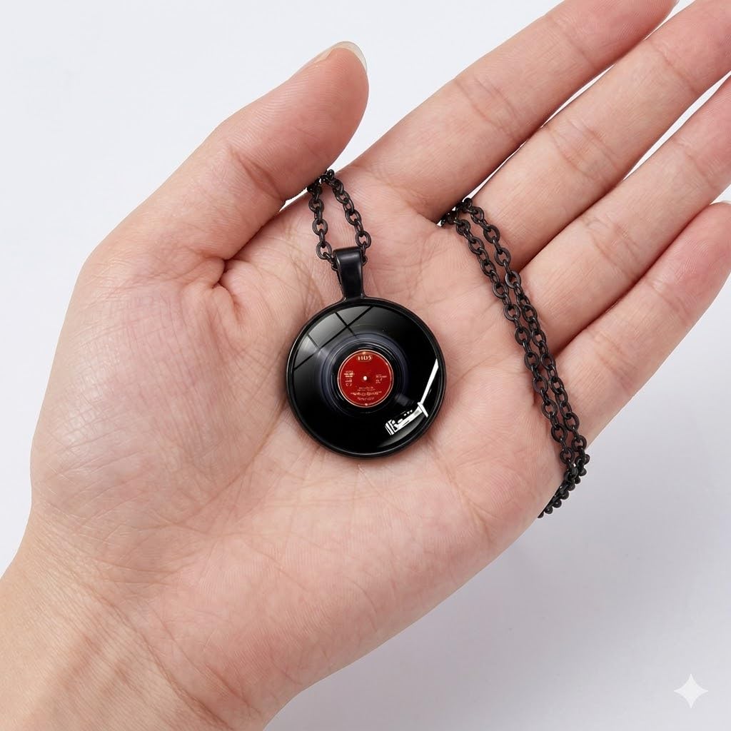 SUPAC Unique Music Record Pendant Necklace - Avant-Garde Fashion Accessory, Eye-Catching Design for Men and Women - Birthday, Christmas Gift or Personalized Jewelry