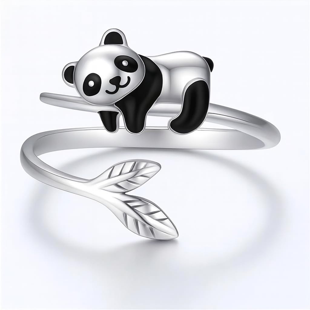 ilver Mom Daughter Adjustable Animal Ring Love Heart Animal Rings Jewelry Mother's Day Gifts for Women Wife Nana 6+ Variaitons (Panda)