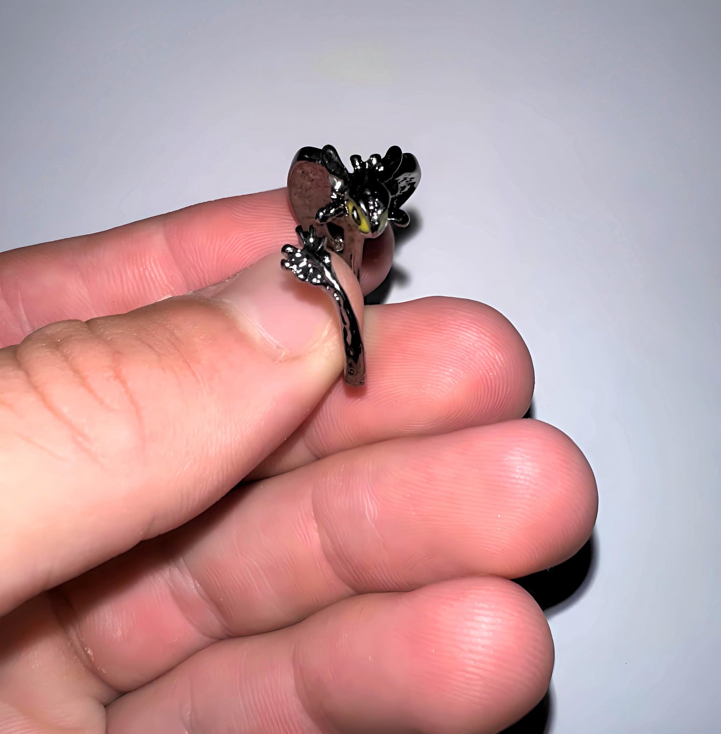 Whimsical Silver Flying Dragon Ring - Unique Animal Shape Design, Adjustable Index Finger Ring for Men or Women, Cute Personality Statement Jewelry, Niche Fashion Accessory