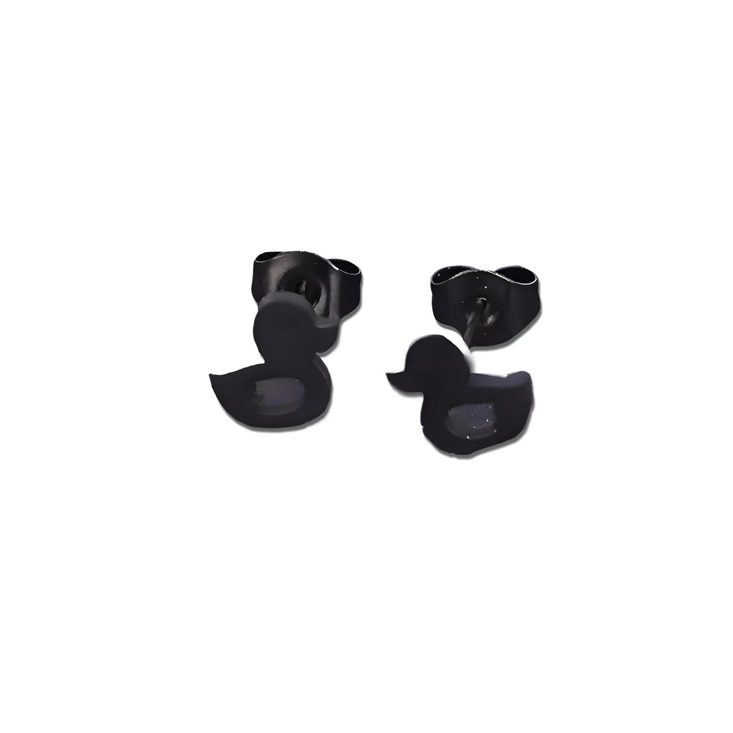 Cute Duck Stud Earrings, Gold Plated, Small Size - Gold, Silver, Black Options - Gift For Duck Lovers'