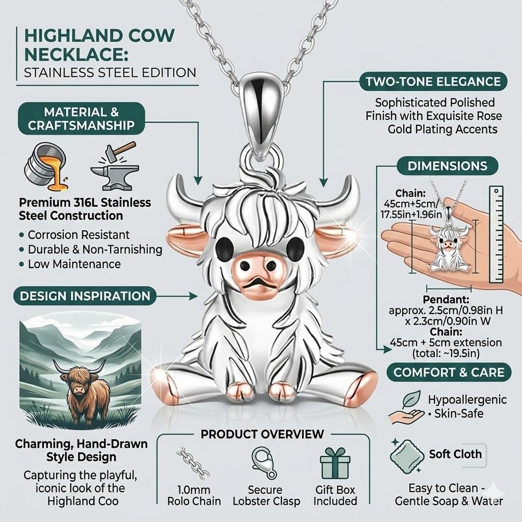 SUPAC Unique & Fashionable Cartoon Cow Necklace with Flower Pendant in White K