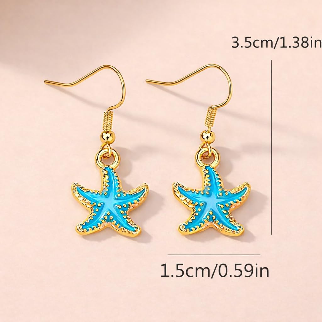 1 Pair of Starfish Drop Earrings - Adorable Beach-Inspired Design, Versatile Style to Match Various Daily Outfits, Fashionable Party Accessories