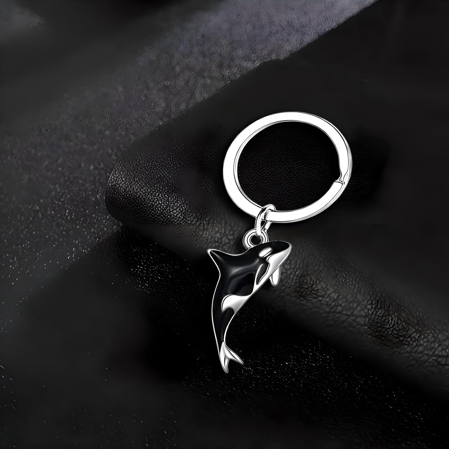 Orca Killer Whale Jewelry Set with Necklace, Earrings, Bracelet and Keychain, Black and Silver - Shamu Gift
