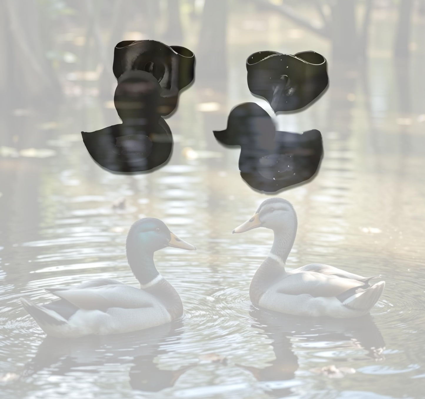 Cute Duck Stud Earrings, Gold Plated, Small Size - Gold, Silver, Black Options - Gift For Duck Lovers'