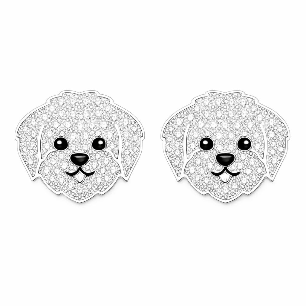 Dog Lovers' Earrings, Different Dog Breed Stud Earrings with Crystals, Rose Gold and Silver Tone - Party, Birthday, or Christmas Gift