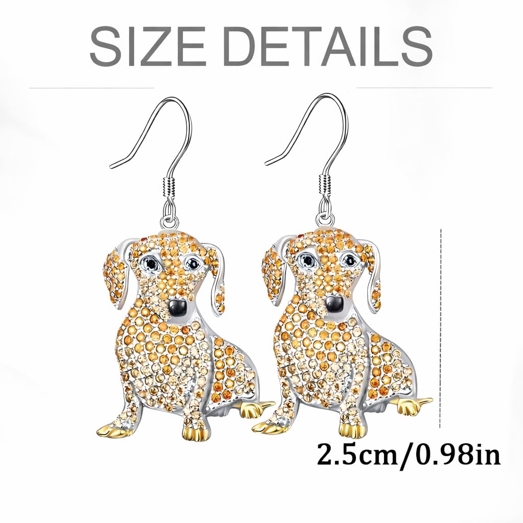 Dog Lovers' Earrings, Different Dog Breed Stud Earrings with Crystals, Rose Gold and Silver Tone - Party, Birthday, or Christmas Gift