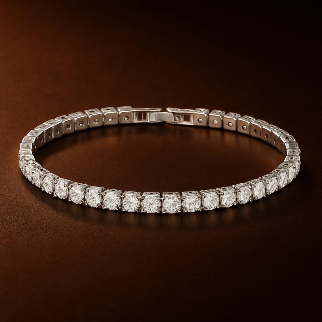 Gold Tennis Bracelet, Stretch Hand Jewelry for Women Men, Luxury Shiny (Simulated Diamond) - Christmas or Birthday Gift