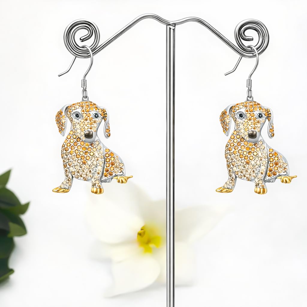 Dog Lovers' Earrings, Different Dog Breed Stud Earrings with Crystals, Rose Gold and Silver Tone - Party, Birthday, or Christmas Gift
