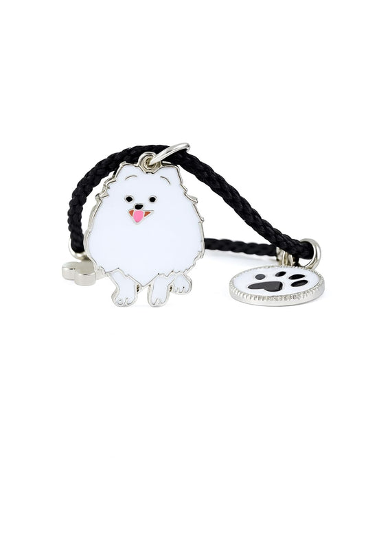 Pet Charm Bracelet with Dog Charms, Black Braided Band, I Love Dogs Design - Dog Lovers' Bracelet - Different Breeds of Dogs, Pet Lover Gift for Birthday and Holiday, Durable and Long-Lasting, Hypoallergenic and Nickel-Free, Everyday Wear (Pomeranian)