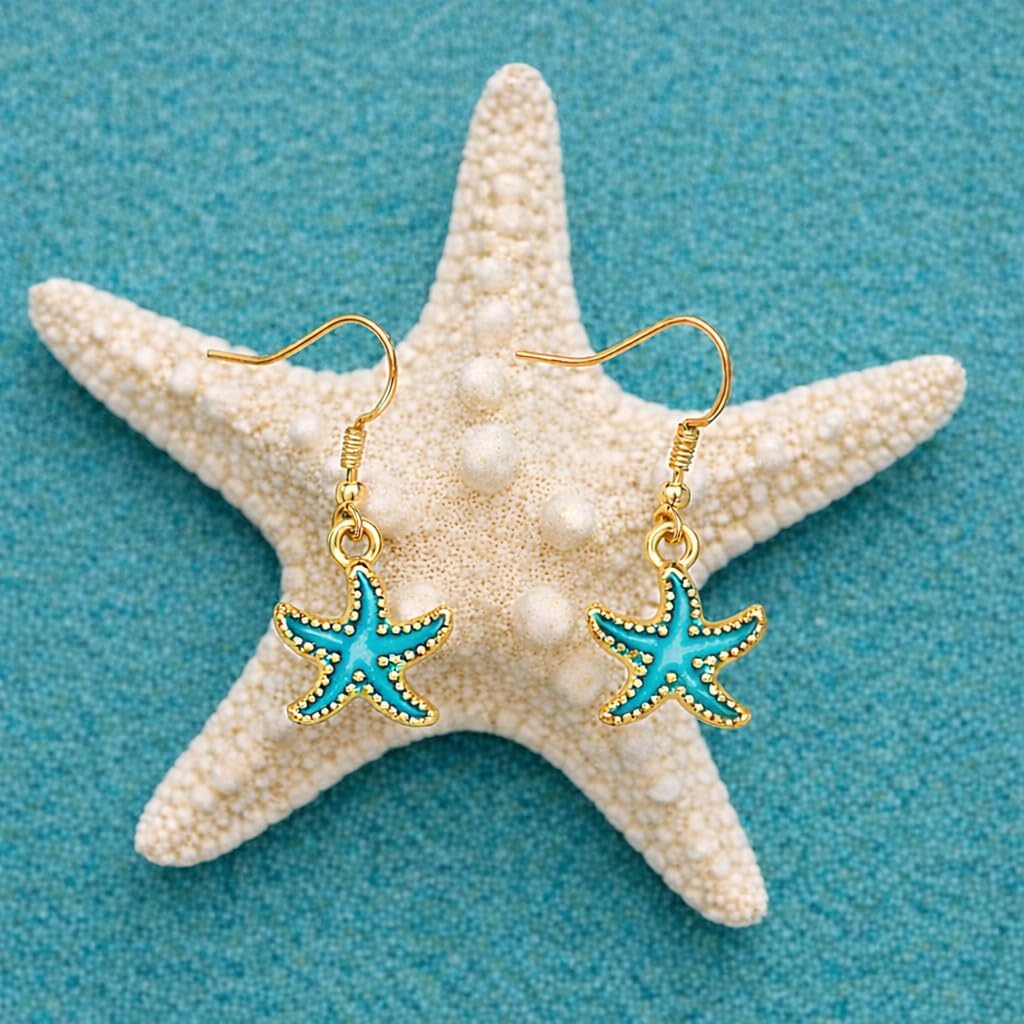 1 Pair of Starfish Drop Earrings - Adorable Beach-Inspired Design, Versatile Style to Match Various Daily Outfits, Fashionable Party Accessories