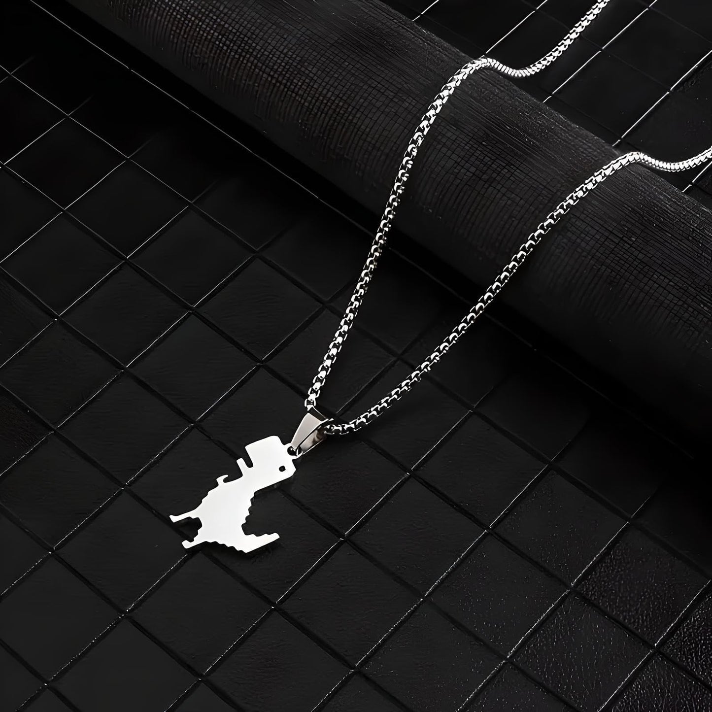 Sterling Silver Plated T-Rex Dinosaur Pendant Necklace for Men or Women - Christmas or Birthday Gift