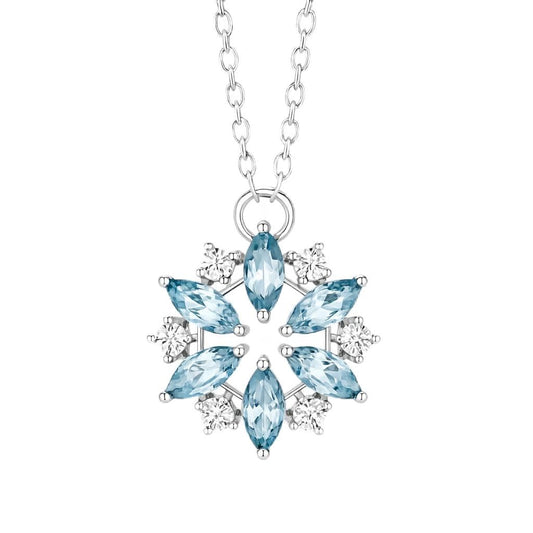 SUPAC Glitter Sky Blue Rhinestone Snowflake Pendant Necklace, Niche Design, Casual Wear, Christmas Gift