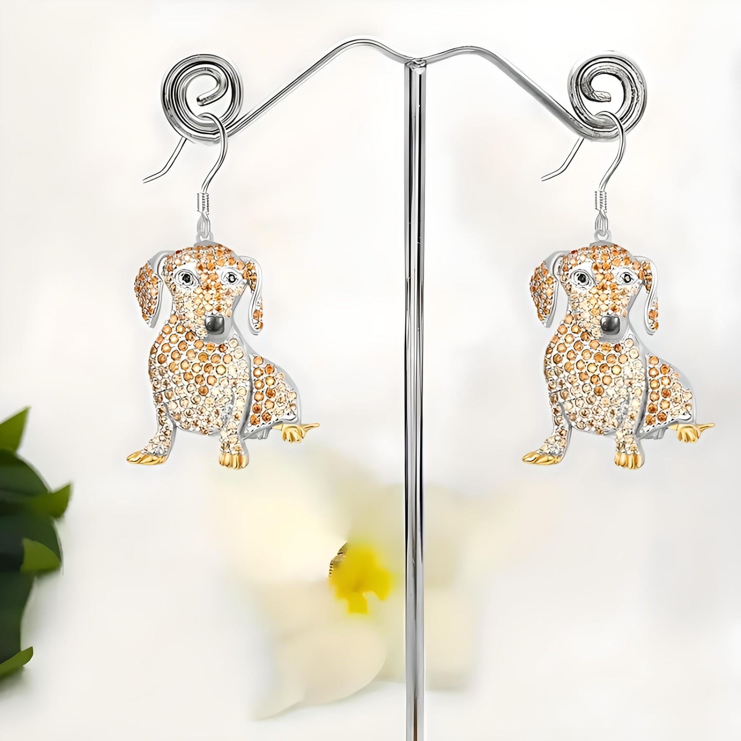 Dog Lovers' Earrings, Different Dog Breed Stud Earrings with Crystals, Rose Gold and Silver Tone - Party, Birthday, or Christmas Gift