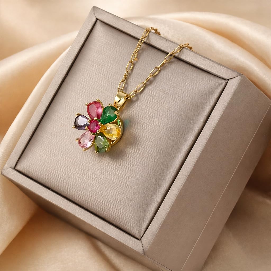 SUPAC Exquisite 360° Rotatable White Blossom Pendant Necklace - Fashion Decompression Jewelry with Adjustable Chain - Birthday Gift for Women, Lovers, Friends, and Family