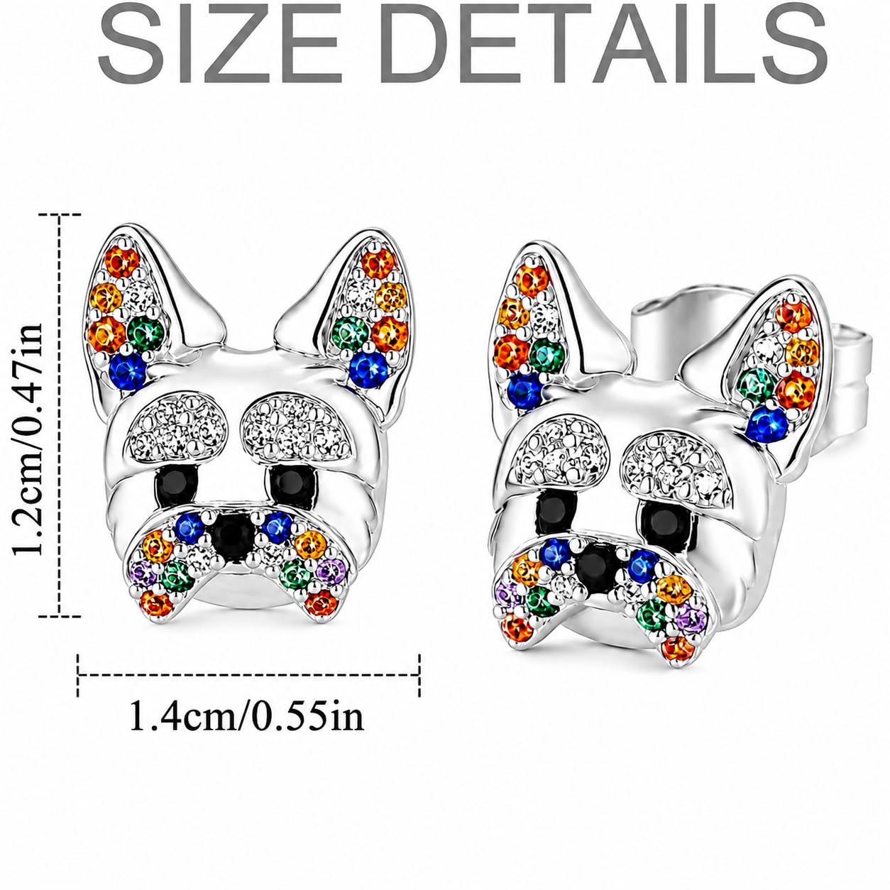 Dog Lovers' Earrings, Different Dog Breed Stud Earrings with Crystals, Rose Gold and Silver Tone - Party, Birthday, or Christmas Gift