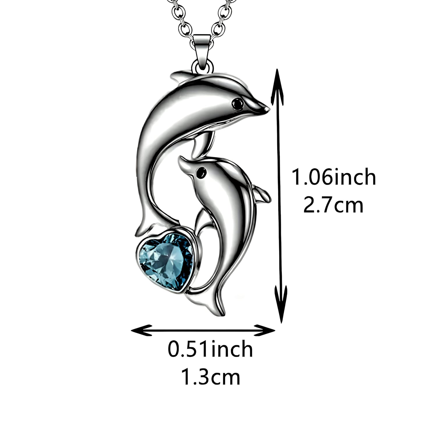 SUPAC Fashion Dolphin Necklace Heart-shaped Cubic Zirconia Decor Pendant Necklace, Cute Animal Dolphin Accessories - Christmas, Birthday Gift