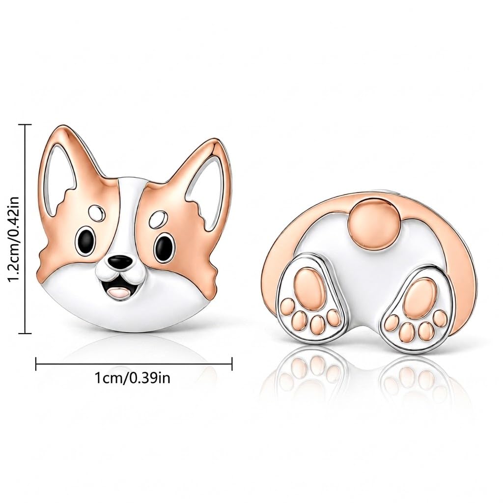 Dog Lovers' Earrings, Different Dog Breed Stud Earrings with Crystals, Rose Gold and Silver Tone - Party, Birthday, or Christmas Gift