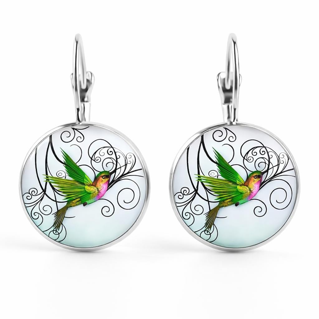 SUPAC Stunning Hummingbird Pendant Necklace - Two Humming Birds Searching for Flower - Fashionable Alloy Jewelry with Delicate Details - Birthday, Party, Gift Idea for Her