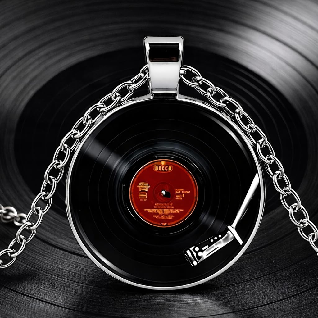 SUPAC Unique Music Record Pendant Necklace - Avant-Garde Fashion Accessory, Eye-Catching Design for Men and Women - Birthday, Christmas Gift or Personalized Jewelry