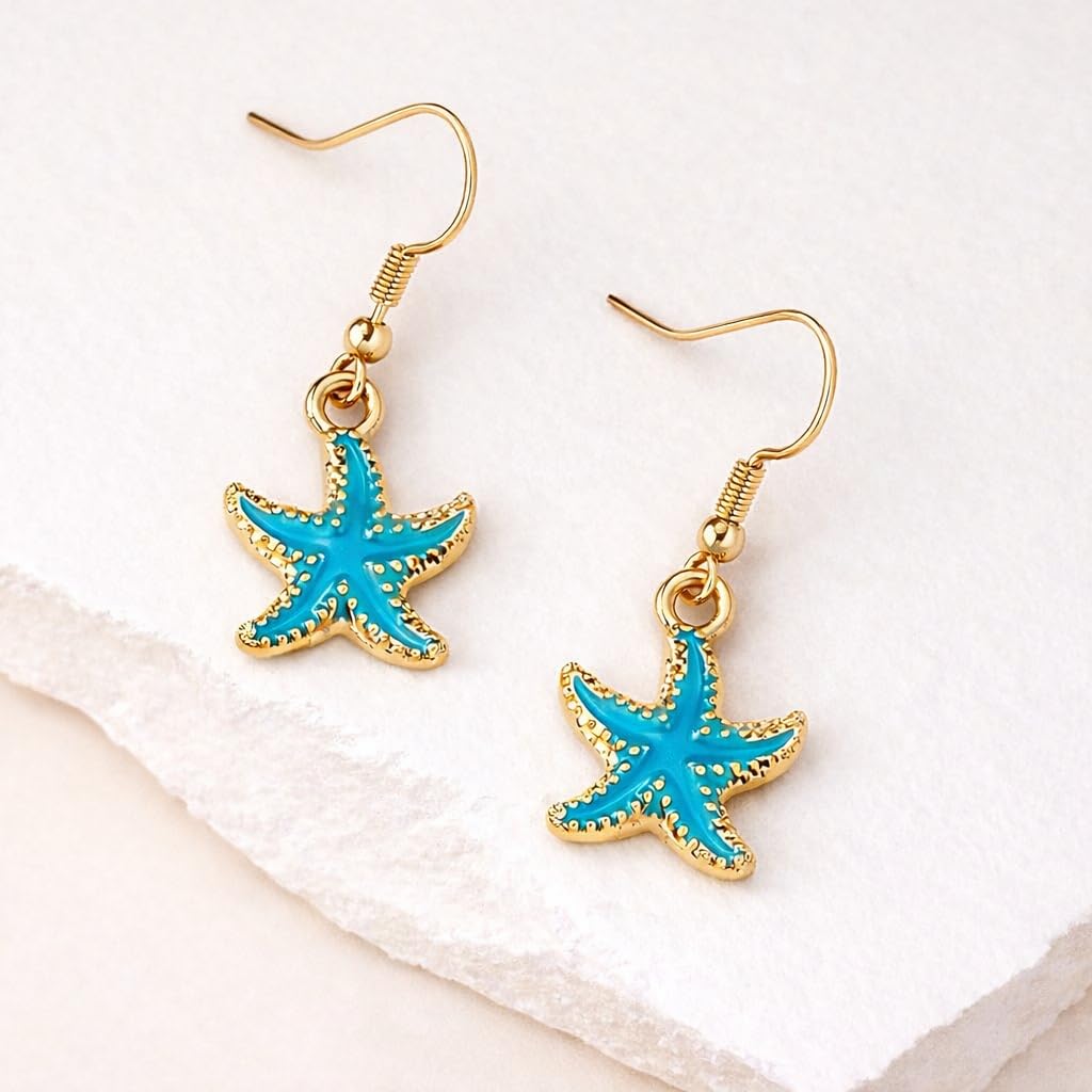 1 Pair of Starfish Drop Earrings - Adorable Beach-Inspired Design, Versatile Style to Match Various Daily Outfits, Fashionable Party Accessories