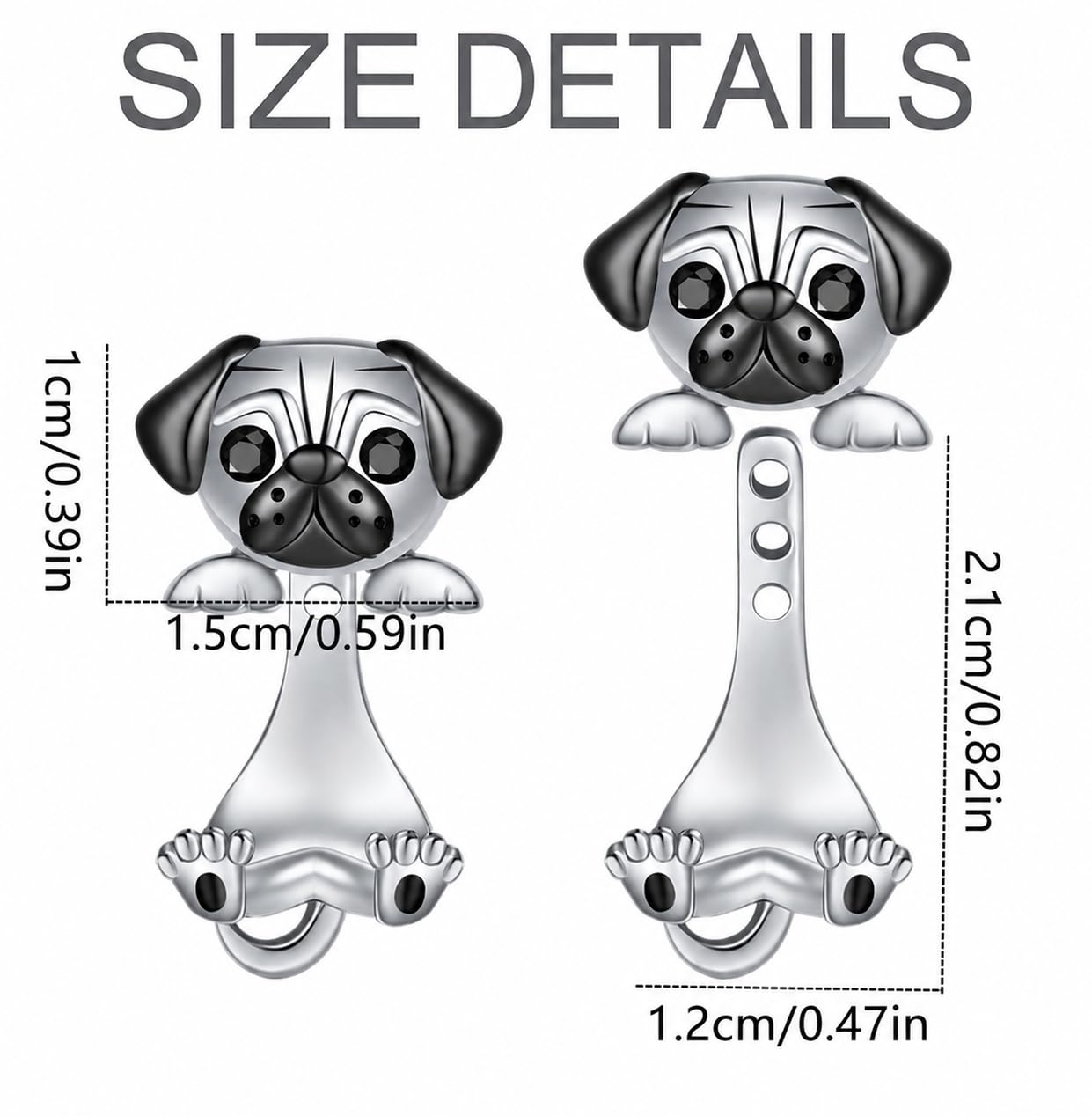 Dog Lovers' Earrings, Different Dog Breed Stud Earrings with Crystals, Rose Gold and Silver Tone - Party, Birthday, or Christmas Gift