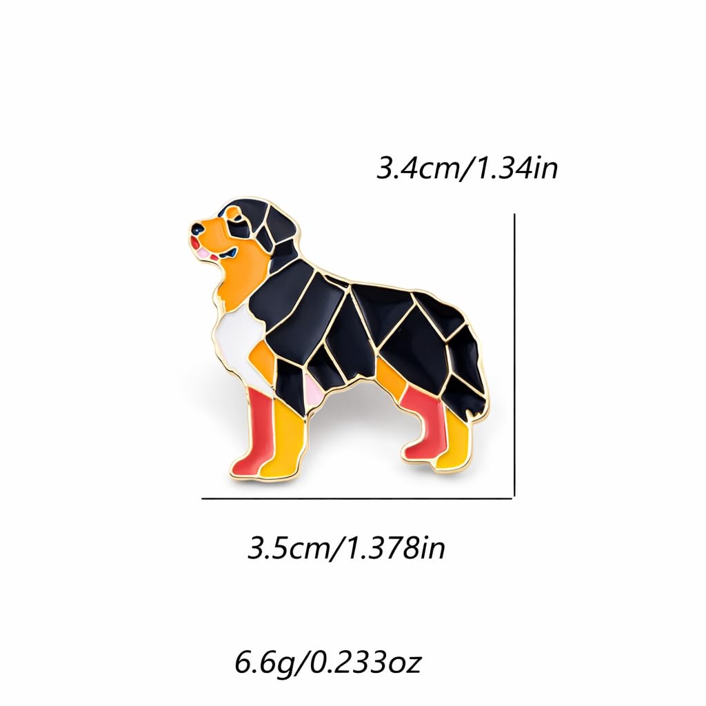 Dog Breed Pins - Geometric Australian Shepherd, Cat, Husky, Bernese Mountain Dog, Enamel Pin, Modern Art Design, White and Purple - Badge for Men
