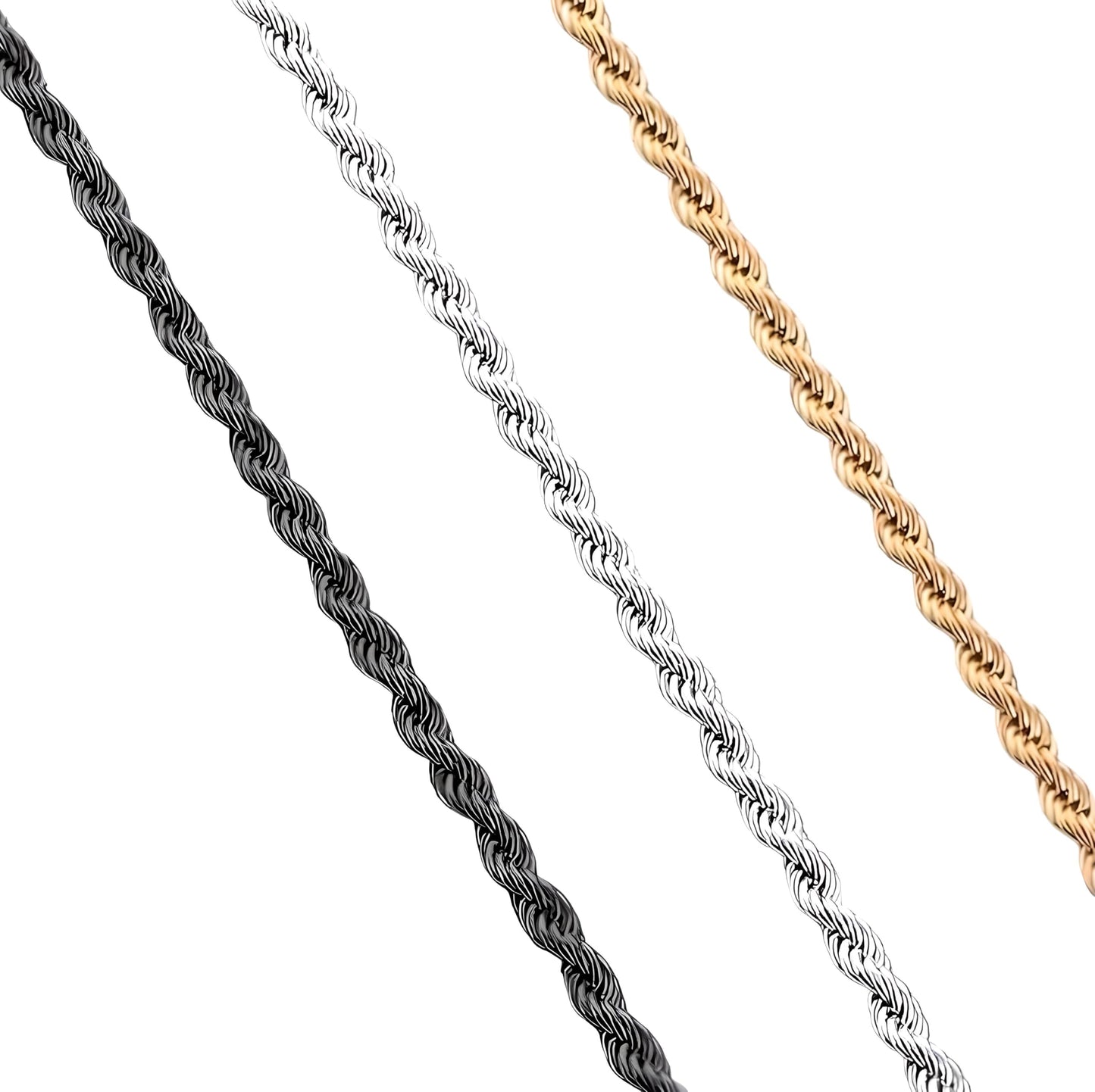 3PCS Stainless Steel Bracelets for Men Gold, Silver, Black Bracelet Twisted Cable Mens Luxury Jewelry Bracelets Gifts
