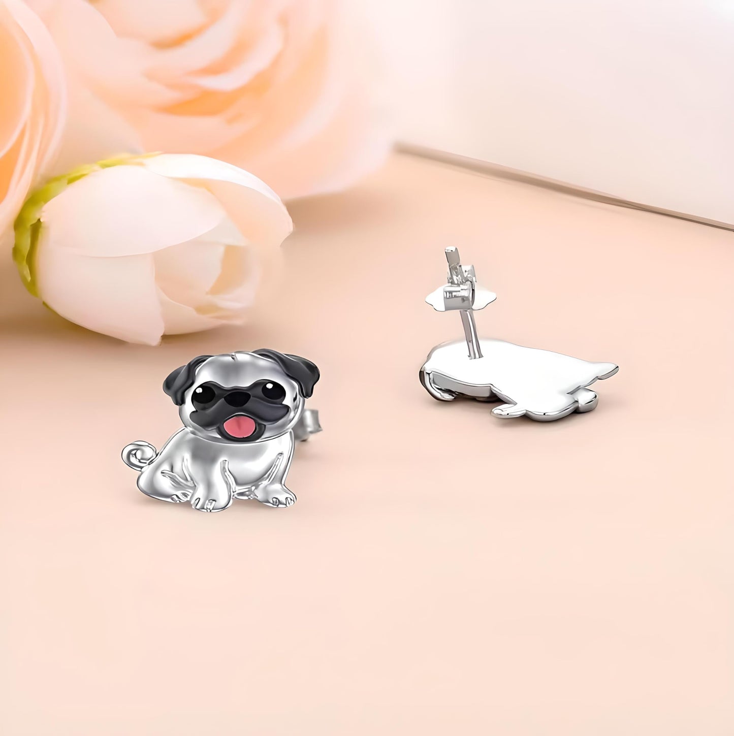 Dog Lovers' Earrings, Different Dog Breed Stud Earrings with Crystals, Rose Gold and Silver Tone - Party, Birthday, or Christmas Gift