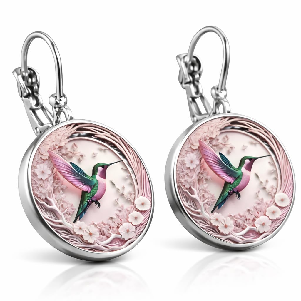 SUPAC Stunning Hummingbird Pendant Necklace - Two Humming Birds Searching for Flower - Fashionable Alloy Jewelry with Delicate Details - Birthday, Party, Gift Idea for Her