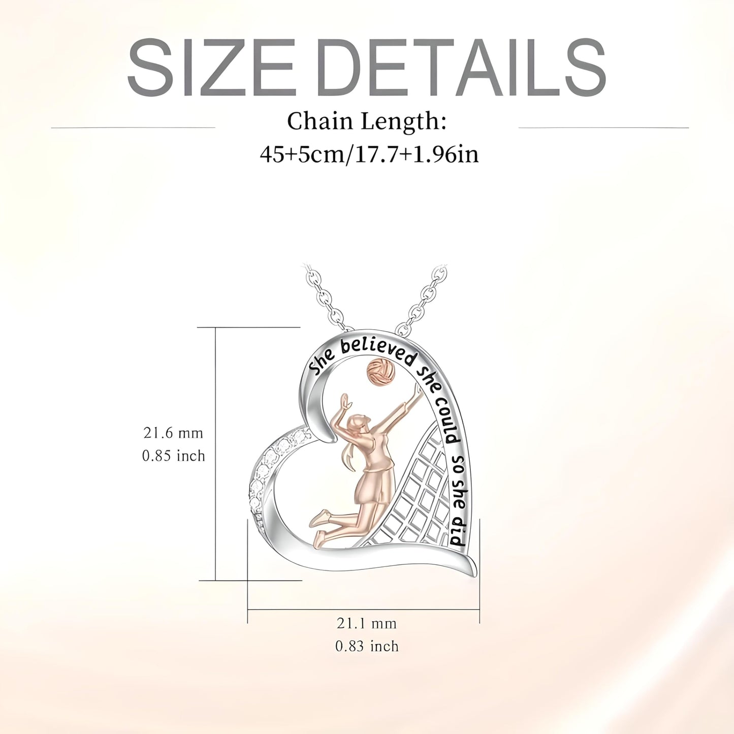 Sports Heart Necklace, 9 Different Sport Options: Basketball, Jumping Cheerleader, Gymnast, Softball, Volleyball, Ballet Ballerina, Runner, Sports Accessories Birthday Gift- Simulated Rainbow Diamonds, Christmas, Birthday or Party Gift