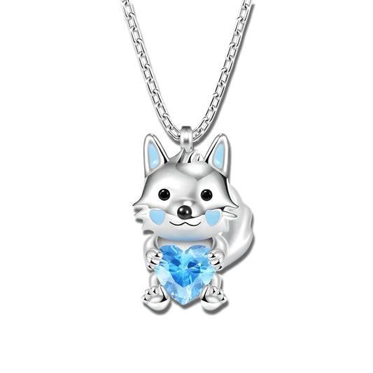 SUPAC Enchanting Wolf Pendant Necklace, and Cute Fox in a Coffee Cup, Ideal for Daily Wear, Gift for Christmas, Birthday