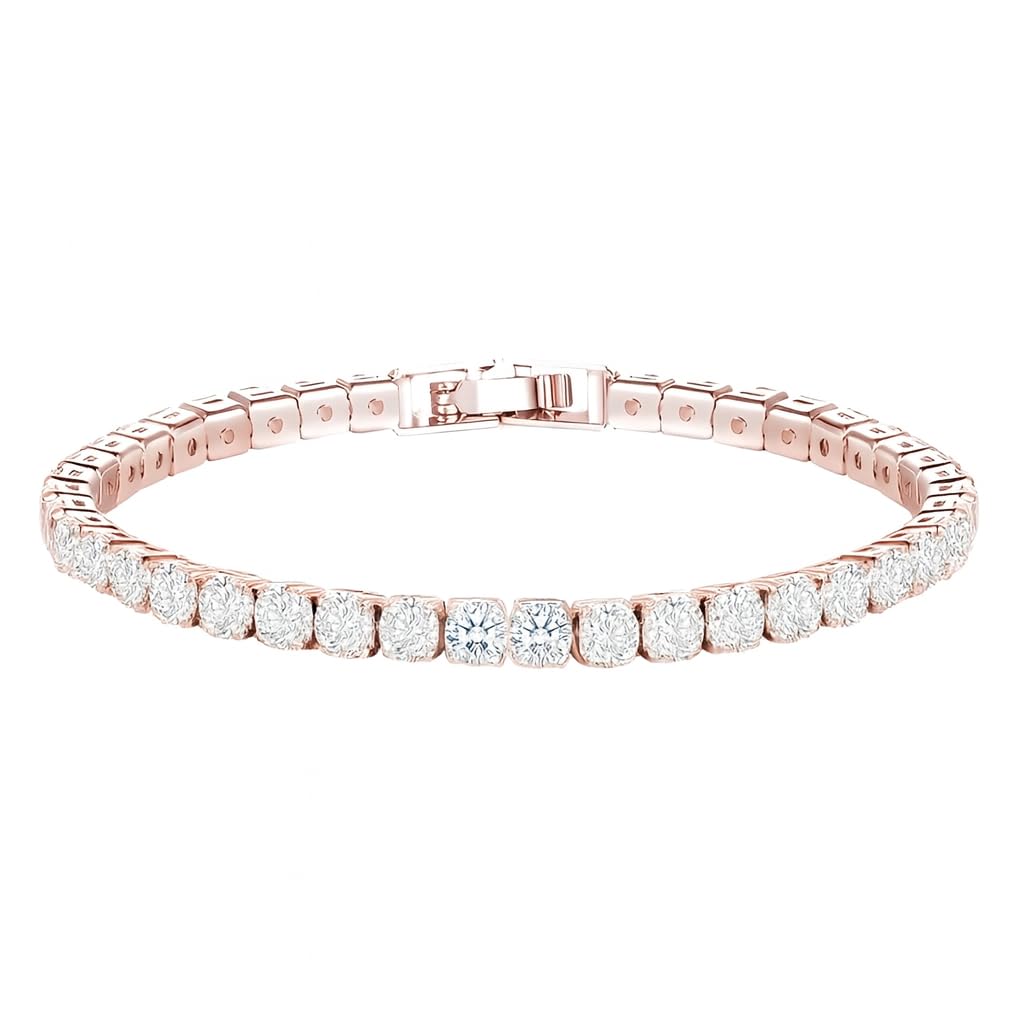 Gold Tennis Bracelet, Stretch Hand Jewelry for Women Men, Luxury Shiny (Simulated Diamond) - Christmas or Birthday Gift