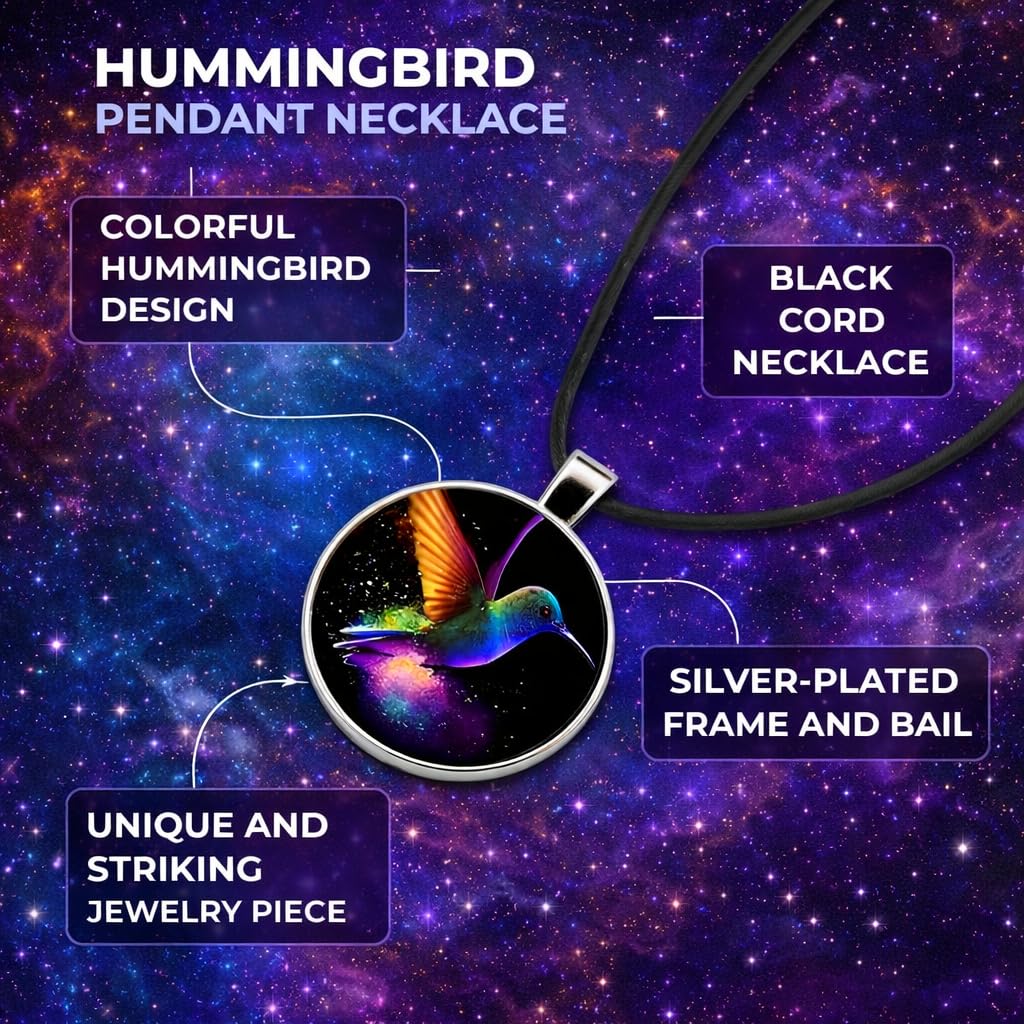 SUPAC Stunning Hummingbird Pendant Necklace - Two Humming Birds Searching for Flower - Fashionable Alloy Jewelry with Delicate Details - Birthday, Party, Gift Idea for Her