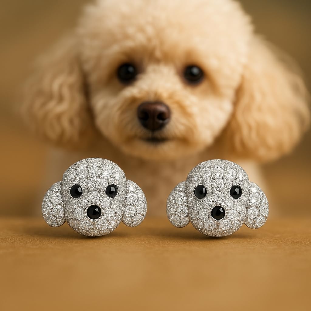 Dog Lovers' Earrings, Different Dog Breed Stud Earrings with Crystals, Rose Gold and Silver Tone - Party, Birthday, or Christmas Gift